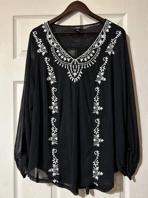 Mujer Talla 3X Topper Transparente/Encubrimiento Bordado Viaje Otoño Crucero Resort Ropa Foto 1 de 4