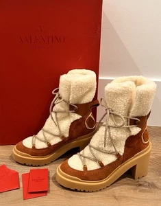 Valentino Suede Block-Heel Boots 38.5 / US 8.5 Selleria New In Box Winter Boot - Picture 1 of 22