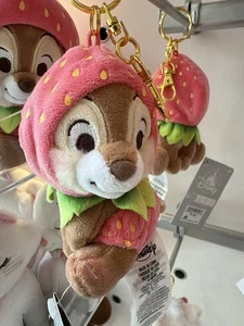 2025 Disney Parks Japan Style Plush Keychain Strawberry CHIP & Dale Ichigo - Picture 1 of 1