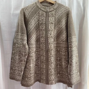 Pendleton Lammwollmischung Strick Reißverschluss Cardigan Pullover Blumenmuster - Bild 1 von 7