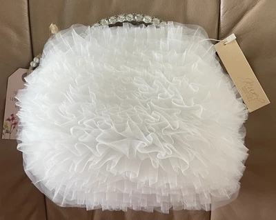 Anthropologie Badgley Mishka Jazzie Chiffon Ruffle Pouch Clutch Wedding Prom - Imagem 1 de 4