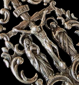 Fine Antique 19Th Century Silver Calvary Virgin Mary Jesus Pendant C 1875 - Picture 1 of 17