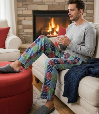 Pantalones de pijama Vineyard Vines talla XL retazos Navidad algodón bolsillos salón Foto 1 de 4