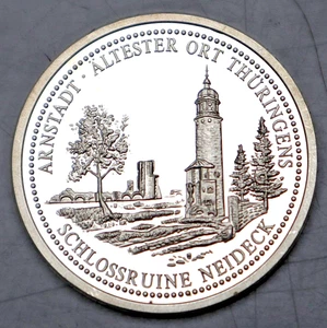 MEDAILLE: ARNSTADT / THÜRINGEN - SCHLOSSRUINE NEIDECK, 999 SILBER, PP, Be51 - Bild 1 von 2