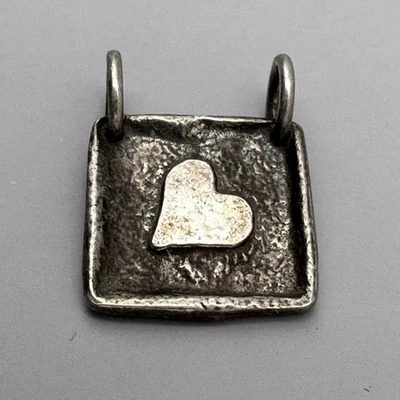 Heart Pendant Square Tag Sliding Charm Signed Silpada Sterling Silver 925 S1747 - Image 1 of 4