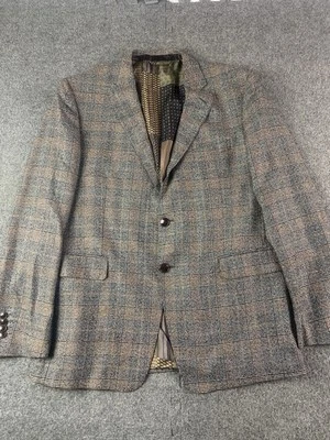 Etro Mens Made In Italy Silk/Wool Blend Sport Blazer Size 56 Brown/Black - Image 1 of 4