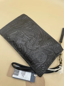 American Leather Company schwarz TOOLED LEDER Handgelenktasche NASHVILLE Aufladung  - Bild 1 von 8