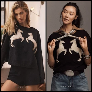 Daily Practice Horse Sweater Anthropologie Equestrian Cowboy Western Size XL - Picture 1 of 9