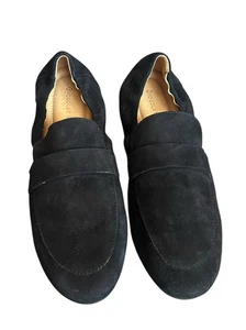 NEW CHOCOLAT BLU Black Leather Suede Loafer Slip On Flat Shoes Size 8 - Picture 1 of 8
