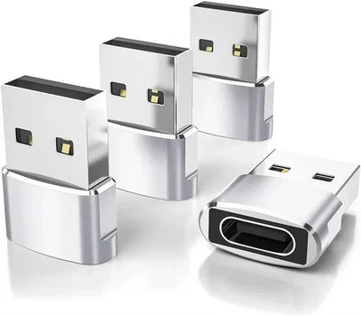 4 PACK USB to USB C Adapter Type-C Female to A Male OTG Converter Car Charger - Image 1 of 4