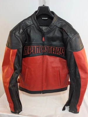 Chaqueta de cuero roja vintage Alpinestars etiqueta negra moto carreras para hombre talla S Foto 1 de 4