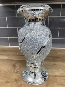 Crushed Diamond Silber Vase glitzernd Wohndeko Vasen Kristall 30cm glänzend Wirbel - Bild 1 von 7