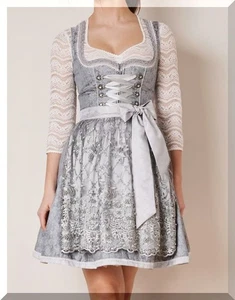 💎 Dirndl von Krüger Joselin traumhaftes grau silber Midi 50 cm NEU/OVP - Bild 1 von 2