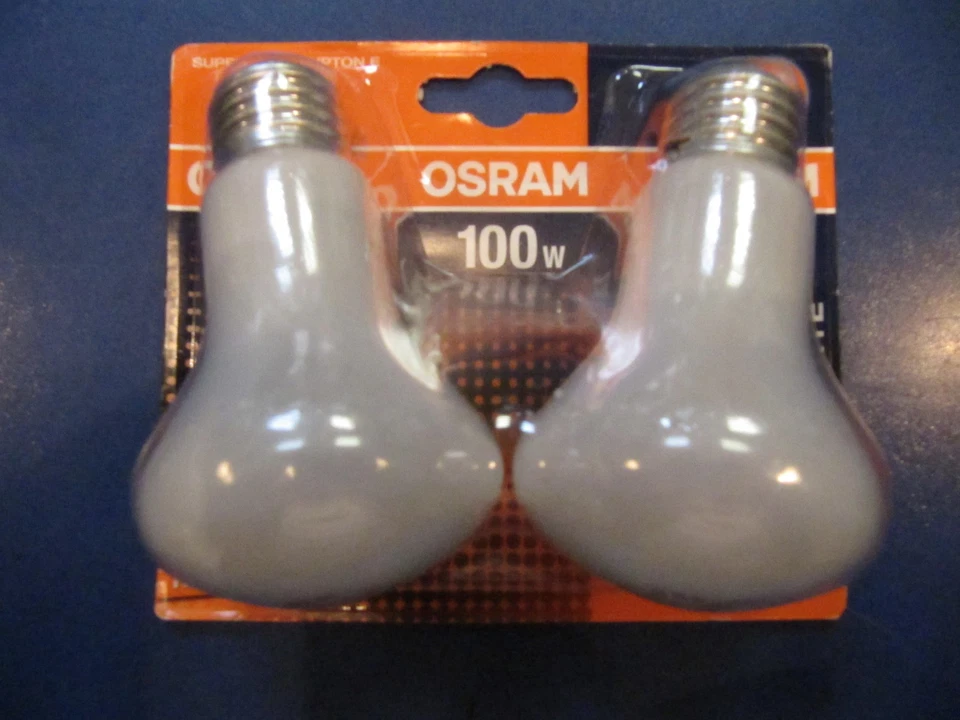 Unsere Letzten: 2 x OSRAM Krypton E Glühbirne 100W E27 opal PILZFORM SEHR SELTEN - Bild 1 von 4