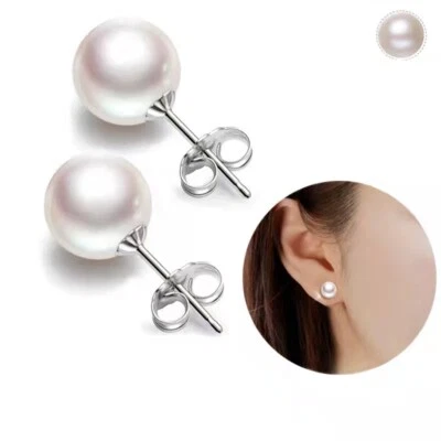 Pendientes de plata de ley 925 para mujer elegantes simples de lujo con perla natural 0189 Foto 1 de 4