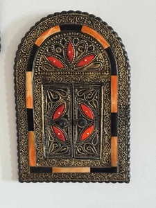 Authentic Moroccan Wall Mirror – Small Handmade Rustic Window Mirror with - Picture 1 of 4