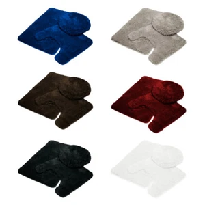3PC BATHROOM SET RUG CONTOUR MAT TOILET LID COVER SOLID COLOR BATHMAT MARY - Picture 1 of 66