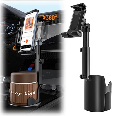 360° Universal Car Cup Holder with Expandable Base Drink Organizer Phone Mount - Image 1 of 4