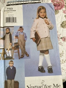 7153 Vogue Patterns Girls Jacket, Jumper & Overalls Size 2-5 Uncut - Picture 1 of 1