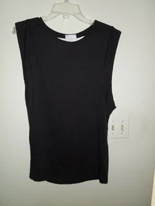 NWOT Romeo & Juliet Couture Black Cotton Blend "Slashed" Back T-Shirt L - Picture 1 of 2
