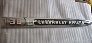 1959 59 CHEVY APACHE 38 Truck Ornament Fender Emblem Spears 3753132 Nameplate RH - Picture 1 of 16