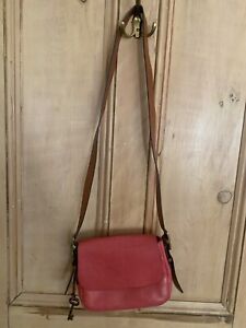 Fossil red and tan leather handbag cross body bag