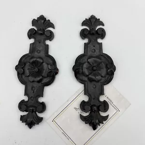 Coppia di intagli antichi elementi decorativi Fregio in legno nero d' epoca 800 - Picture 1 of 6