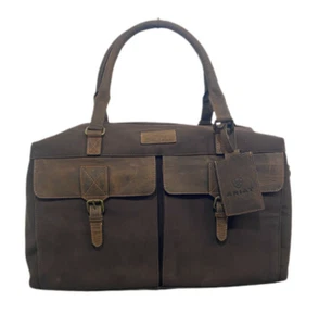 BORSA DA NOTTE ARIAT MARRONE TELA PELLE con manici tracolla tote baggaglio - Foto 1 di 5