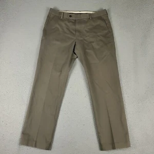 Brooks Brothers Pantalone Uomo Taglia 34x30 Marrone Milano Flat Front Chino Pantaloni - Foto 1 di 9
