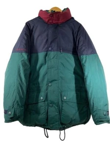 EDDIE BAUER Down Jacket L Nylon Multicolor Plain Green 90S Stained Used - Picture 1 of 6