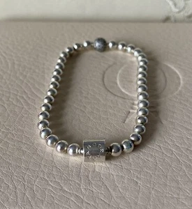 Genuine PANDORA Sterling Silver Beads & Pave Bracelet  17cm   - Picture 1 of 8