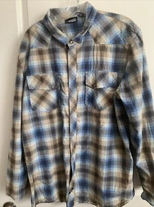 Vans Long Sleeve Snap Up Blue Plaid Shirt Mens Size XXL - Picture 1 of 10