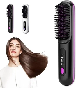 Hair Straightener Brush Negative Travel Portable Cordless Fast Heating Hot Comb - Picture 1 of 6