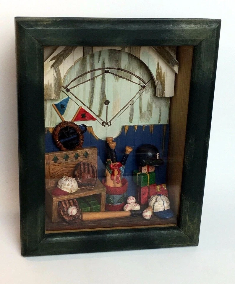 RUSS BERRIE BASEBALL Wall Shadow Box Sports Memorabilia Glass Framed with Tag - Image 1 of 4