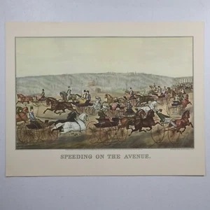 Reimpresión litográfica Speeding on the Avenue Currier & Ives 11 3/4" x 13" - Imagen 1 de 4