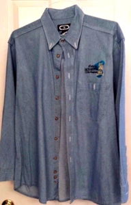 NEU HERREN BLAU DENIM LANGARM HEMDEN FREIZEIT/ARBEIT GRÖSSE L LARGE - Bild 1 von 9