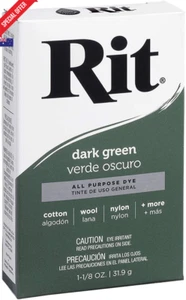 Rit All-Purpose Powder Dye 31.9g β Dark Green Fabric Dye for Cotton & More - Picture 1 of 12