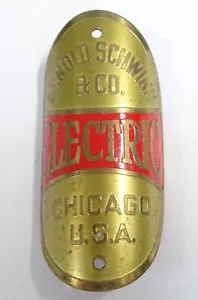 VINTAGE PREWAR SCHWINN ELECTRIC BICYCLE HEADBADGE - Picture 1 of 4