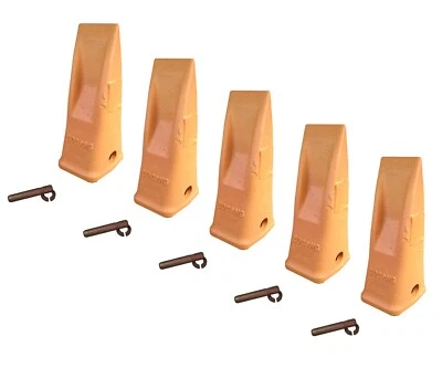 5 Heavy Duty Long Excavator/Loader Bucket Teeth w/ Pins, Fits Cat J300, 9N-4302 - Image 1 of 4