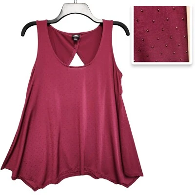 Rock Republic Top Womens Small Purple Micro Studded Purple Sleeveless Y2k Tank - Image 1 of 4