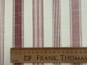 Brigg Woven Stripe Cotton RED IVORY Curtain Blind Upholstery - Picture 1 of 6
