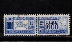 1954 Pacchi postali lire 1000 cavallino ruota usato certiifcato Zappalà - Imagen 1 de 3