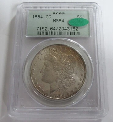 1884-CC Morgan Dollar PCGS MS-64 CAC Sticker Old Style Green Holder - Image 1 of 4