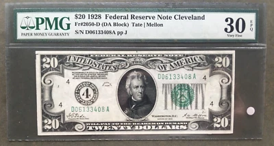 1928 $20 F R N [] CLEVELAND [] FR 2050-D [] PMG 30 EPQ  SN# 06133408 - Image 1 of 2