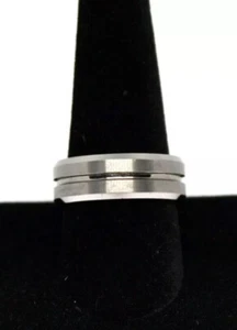 Men's Sz 9 3/4mm Tungsten Ring Gray Brushed Beveled Edge Wedding Band Jewelry FC - Picture 1 of 7