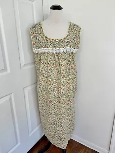 VTG Apron Sz XL Yellow Ditsy Floral Prairie Cottage MIDI Maxi Mumu House Dress - Picture 1 of 10