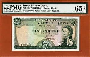 Jersey One Pound QEII 1963 Pick-8b GEM UNC PMG 65 EPQ - Bild 1 von 2