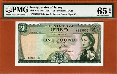 Jersey One Pound QEII 1963 Pick-8b GEM UNC PMG 65 EPQ - Image 1 of 2