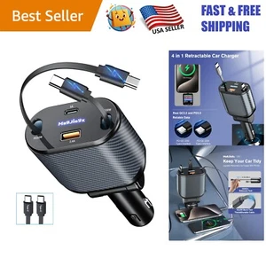 Compact Retractable Car Charger - 80W Fast Charge for iPhone 16 & Galaxy - Picture 1 of 8