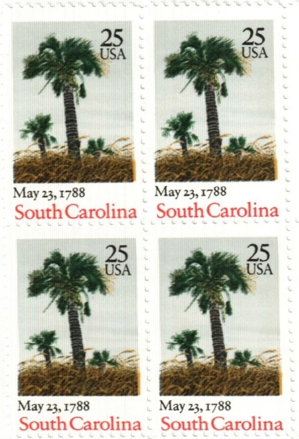 United States 25¢ South Carolina Statehood Postage Stamp #2343 x 100 singles - Image 1 of 1